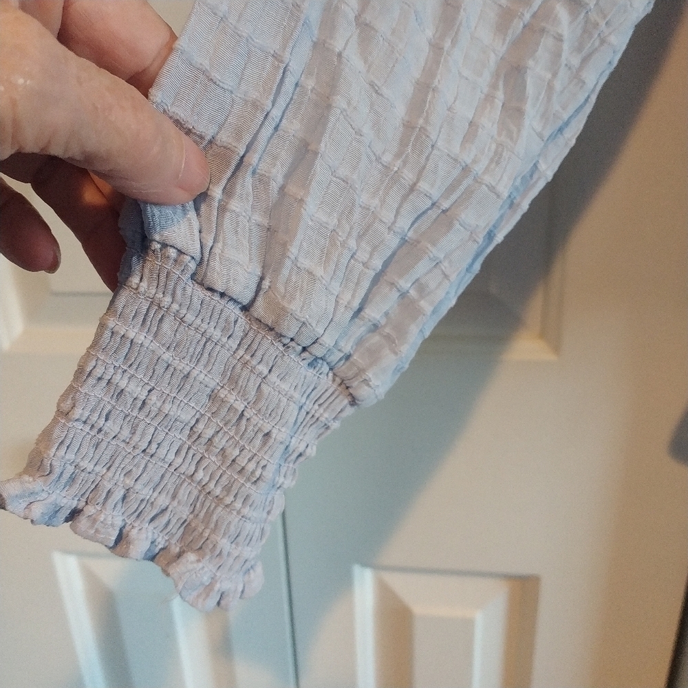 Francesca's Trixxi Light Blue Tie Front Blouse S - Picture 6 of 14